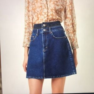 Leona Denim Two Tone rigid denim skirt by French Connection 100% cotton